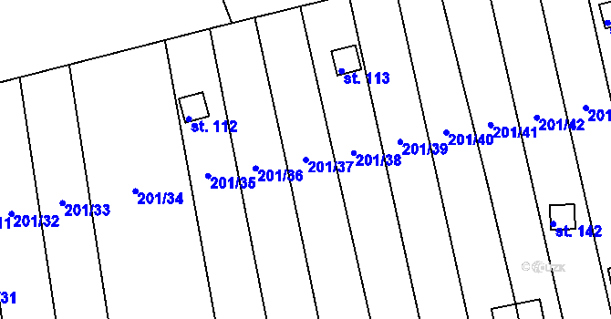 Parcela st. 201/37 v KÚ Temešvár, Katastrální mapa