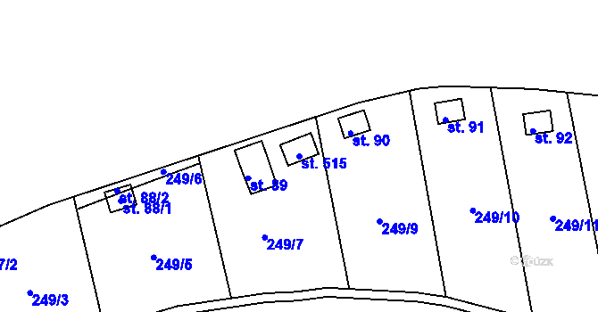 Parcela st. 515 v KÚ Temešvár, Katastrální mapa