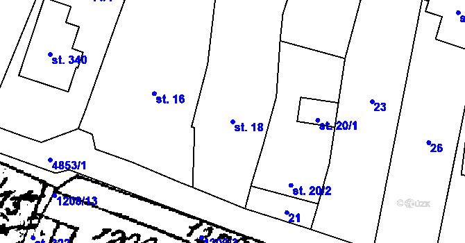 Parcela st. 18 v KÚ Jamolice, Katastrální mapa