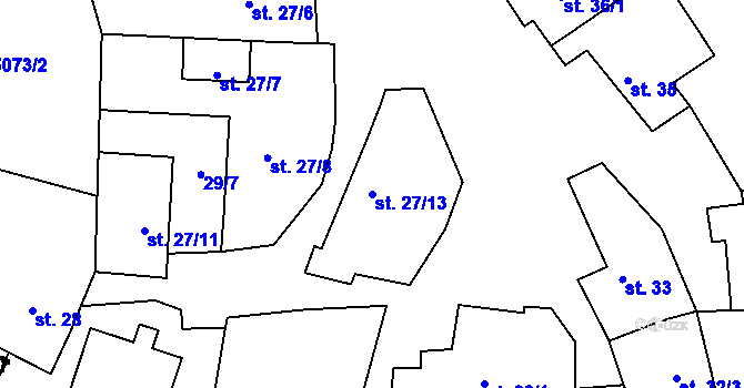Parcela st. 27/13 v KÚ Jamolice, Katastrální mapa