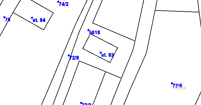 Parcela st. 82 v KÚ Jamolice, Katastrální mapa