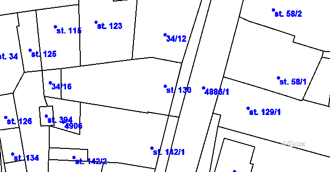 Parcela st. 130 v KÚ Jamolice, Katastrální mapa