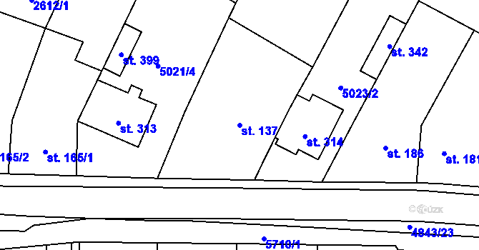 Parcela st. 137 v KÚ Jamolice, Katastrální mapa