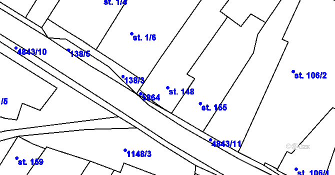 Parcela st. 148 v KÚ Jamolice, Katastrální mapa