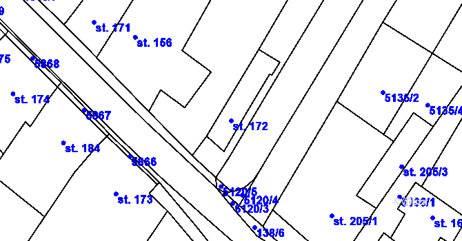 Parcela st. 172 v KÚ Jamolice, Katastrální mapa
