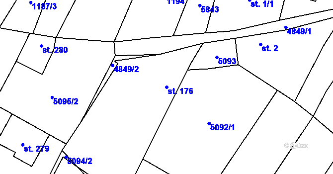 Parcela st. 176 v KÚ Jamolice, Katastrální mapa