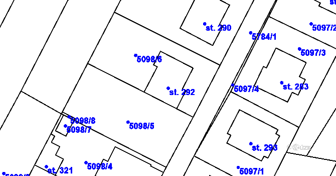 Parcela st. 292 v KÚ Jamolice, Katastrální mapa