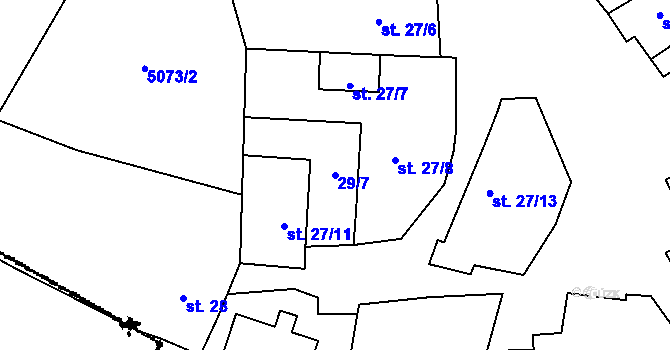 Parcela st. 29/7 v KÚ Jamolice, Katastrální mapa