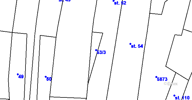 Parcela st. 53/3 v KÚ Jamolice, Katastrální mapa