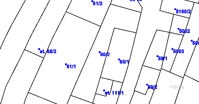 Parcela st. 60/2 v KÚ Jamolice, Katastrální mapa
