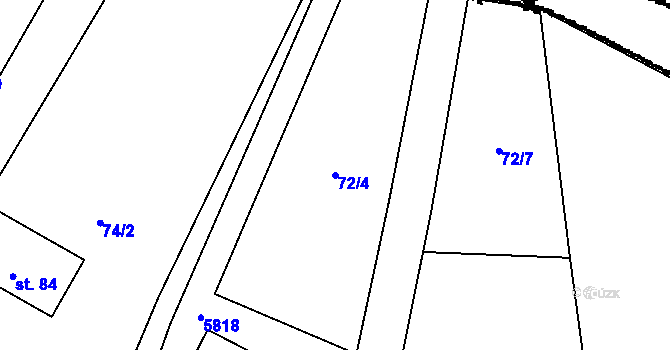Parcela st. 72/4 v KÚ Jamolice, Katastrální mapa