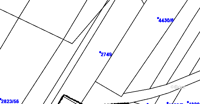 Parcela st. 2749 v KÚ Jamolice, Katastrální mapa