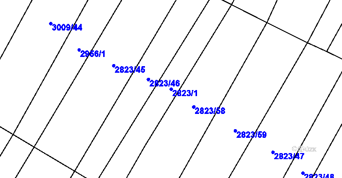 Parcela st. 2823/1 v KÚ Jamolice, Katastrální mapa