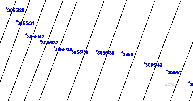 Parcela st. 3055/35 v KÚ Jamolice, Katastrální mapa