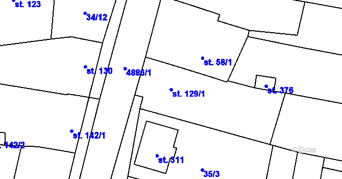 Parcela st. 129/1 v KÚ Jamolice, Katastrální mapa