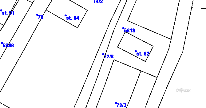 Parcela st. 72/8 v KÚ Jamolice, Katastrální mapa