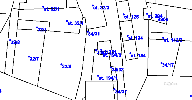 Parcela st. 34/33 v KÚ Jamolice, Katastrální mapa