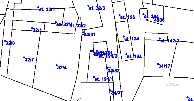 Parcela st. 351 v KÚ Jamolice, Katastrální mapa