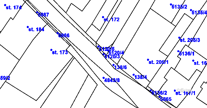Parcela st. 5120/3 v KÚ Jamolice, Katastrální mapa