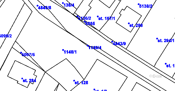Parcela st. 1148/4 v KÚ Jamolice, Katastrální mapa