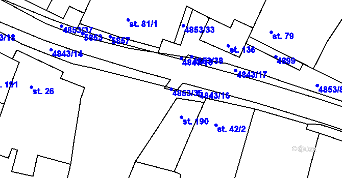 Parcela st. 4853/35 v KÚ Jamolice, Katastrální mapa