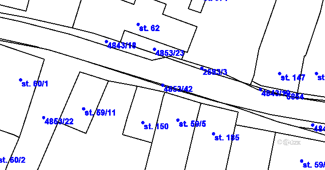 Parcela st. 4853/42 v KÚ Jamolice, Katastrální mapa