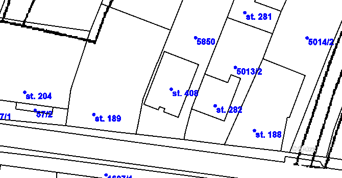Parcela st. 408 v KÚ Jamolice, Katastrální mapa