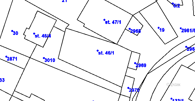 Parcela st. 46/1 v KÚ Jámy, Katastrální mapa