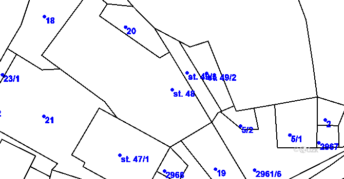 Parcela st. 48 v KÚ Jámy, Katastrální mapa