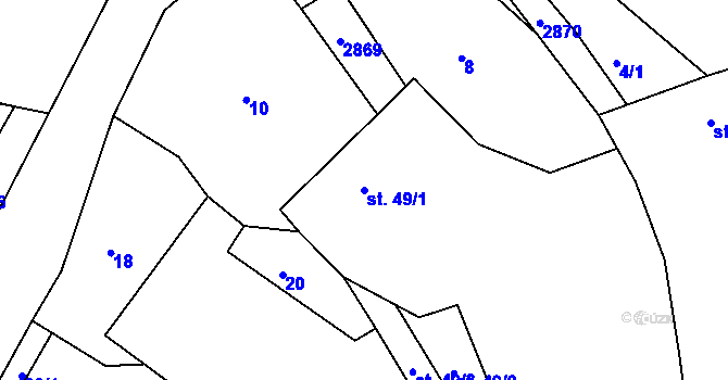 Parcela st. 49/1 v KÚ Jámy, Katastrální mapa