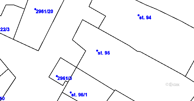 Parcela st. 95 v KÚ Jámy, Katastrální mapa