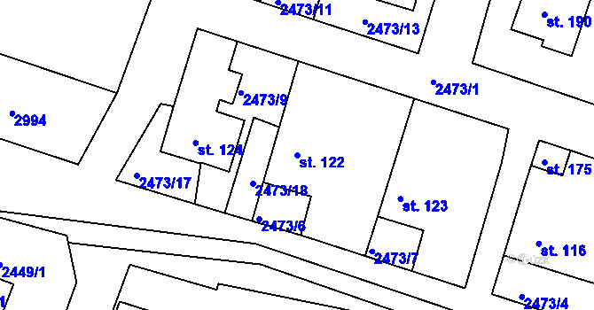 Parcela st. 122 v KÚ Jámy, Katastrální mapa