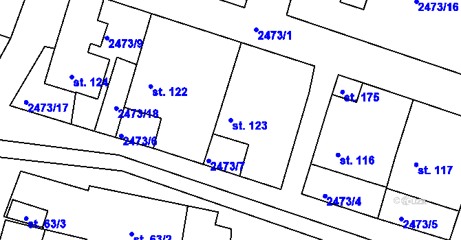 Parcela st. 123 v KÚ Jámy, Katastrální mapa