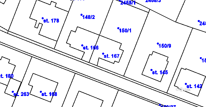 Parcela st. 167 v KÚ Jámy, Katastrální mapa