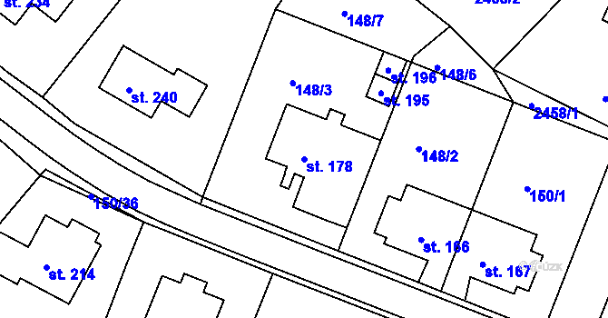 Parcela st. 178 v KÚ Jámy, Katastrální mapa