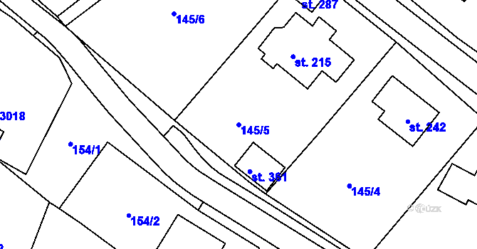 Parcela st. 145/5 v KÚ Jámy, Katastrální mapa