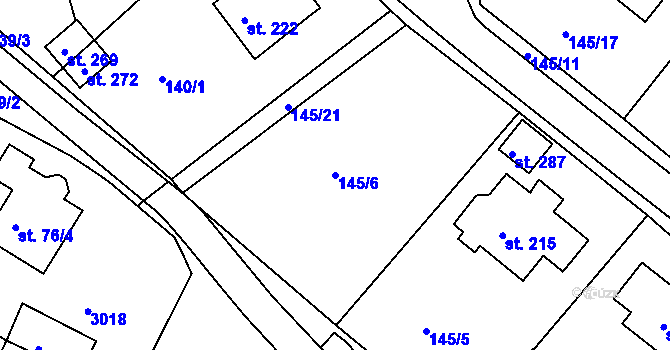 Parcela st. 145/6 v KÚ Jámy, Katastrální mapa