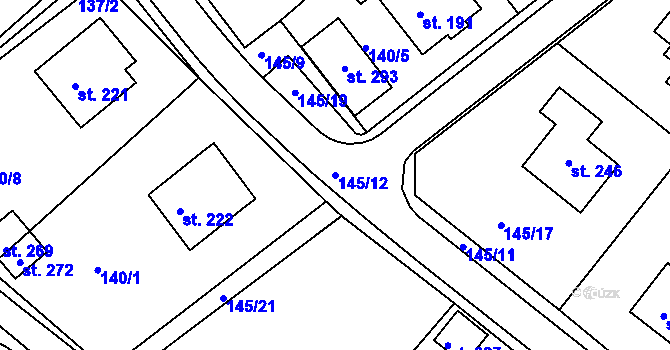Parcela st. 145/12 v KÚ Jámy, Katastrální mapa
