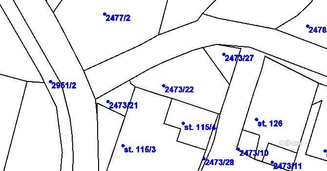 Parcela st. 2473/22 v KÚ Jámy, Katastrální mapa