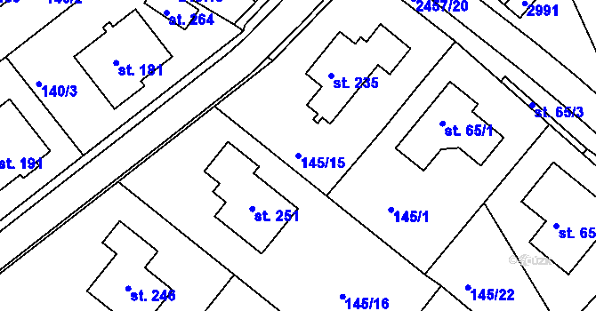 Parcela st. 145/15 v KÚ Jámy, Katastrální mapa