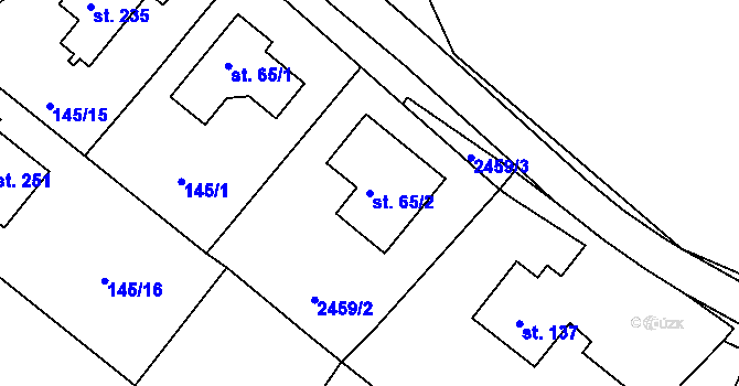 Parcela st. 65/2 v KÚ Jámy, Katastrální mapa