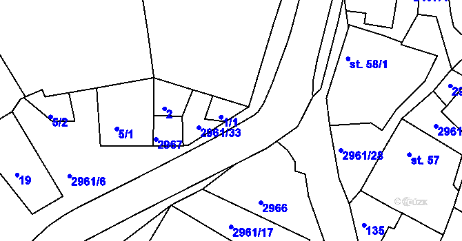 Parcela st. 1/2 v KÚ Jámy, Katastrální mapa