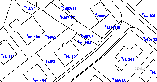 Parcela st. 264 v KÚ Jámy, Katastrální mapa