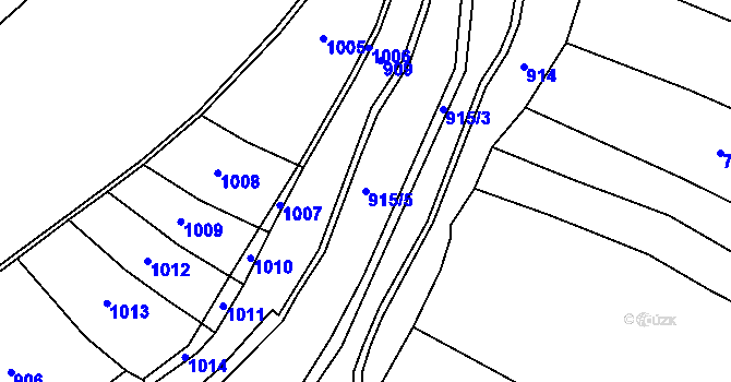 Parcela st. 915/5 v KÚ Jámy, Katastrální mapa