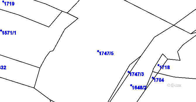 Parcela st. 1747/5 v KÚ Jámy, Katastrální mapa