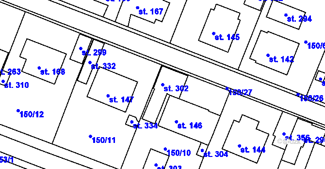 Parcela st. 302 v KÚ Jámy, Katastrální mapa