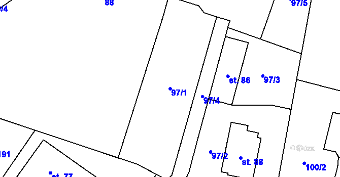 Parcela st. 97/1 v KÚ Jančí, Katastrální mapa