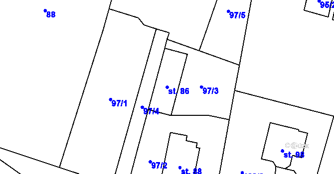 Parcela st. 86 v KÚ Jančí, Katastrální mapa