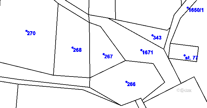 Parcela st. 267 v KÚ Jankov, Katastrální mapa