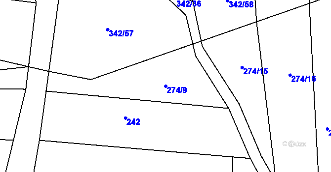 Parcela st. 274/9 v KÚ Jankov, Katastrální mapa